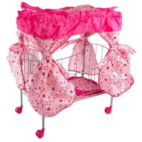 Buggy Boom Кроватка с балдахином Loona светло-розовый с разноцветными кружочками