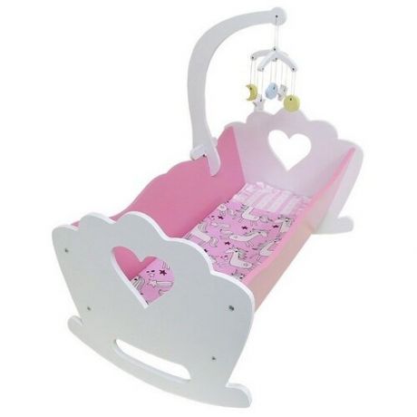 DreamToys Кроватка-качалка Соня с мобилем (S252001) бело-розовый