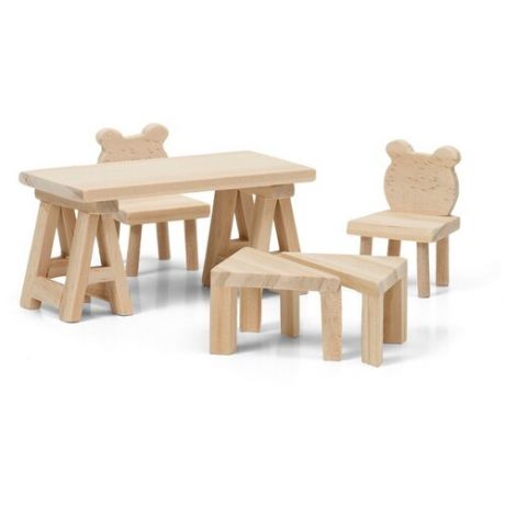 Набор деревянной мебели для домика Стол и стулья 4828584 .
