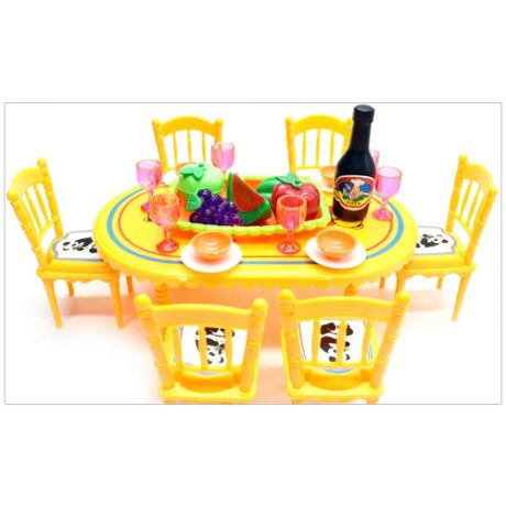 Игровой набор для девочек "Сервированный стол" стол+стулья+22 предмета для сервировки.