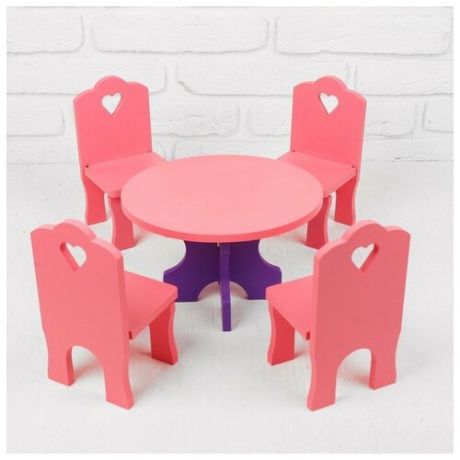 Краснокамская игрушка Мебель кукольная «Столик со стульчиками», 5 деталей