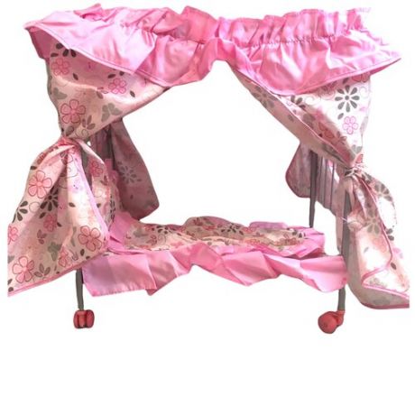 Кроватка большая Цветочек для кукол с балдахином/в комплекте мягкий матрас одеяло и подушка