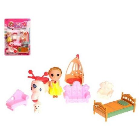 Набор мебели для кукол с малышкой и аксессуарами