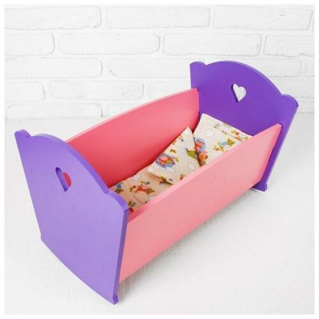 Мебель кукольная «Кроватка», розово- сиреневая