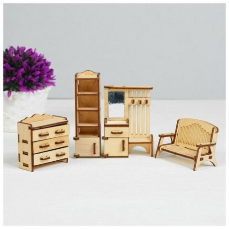 Набор деревянной мебели для кукол «Прихожая», 4 предмета