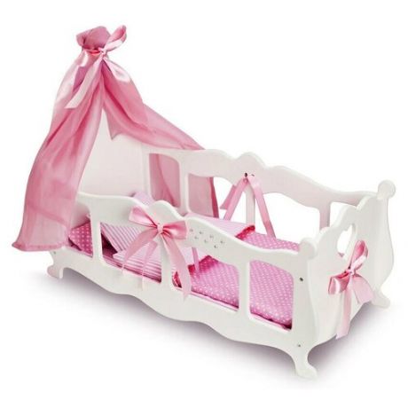 Манюня Diamond princess Колыбелька с постельным бельем и балдахином 71519/72519 розовый