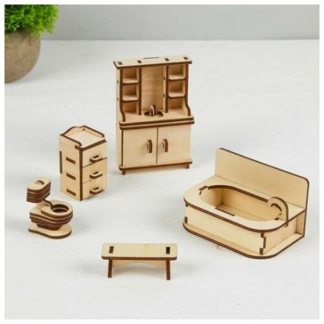 Набор деревянной мебели для кукол «Ванная