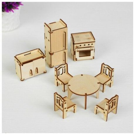 Набор деревянной мебели для кукол Кухня, 10 предметов 1460964 .