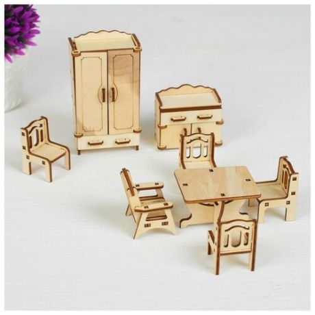 Набор деревянной мебели для кукол Зал, 9 предметов 1460961 .