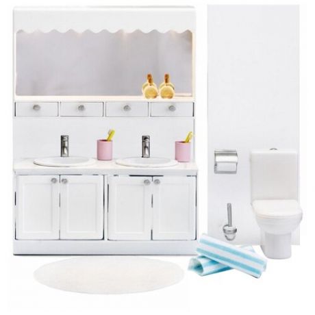Lundby Набор мебели для ванной комнаты с 2 раковинами Смоланд (LB_60208800) белый