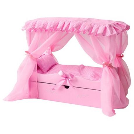 Мебель для кукол PAREMO ровать с выдвижным ящиком для кукол с постельным бельем и балдахином (PFD120-60)