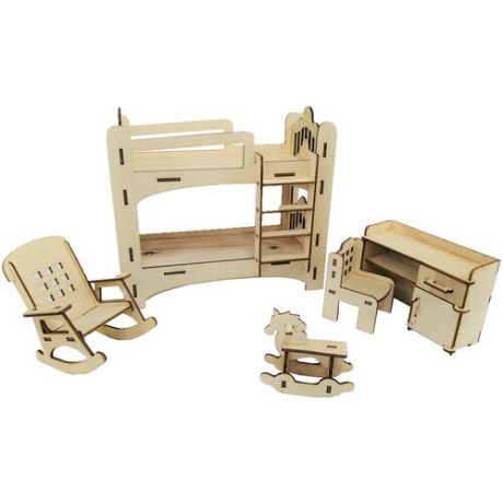Деревянный набор мебели №5-2 для кукольного домика - 5 предметов