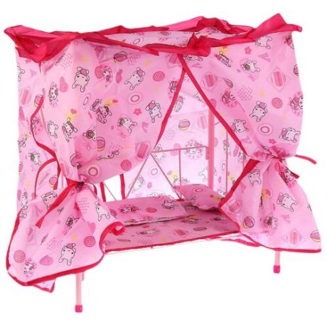 Кроватка для кукол MSN TOYS металлическая, розового цвета