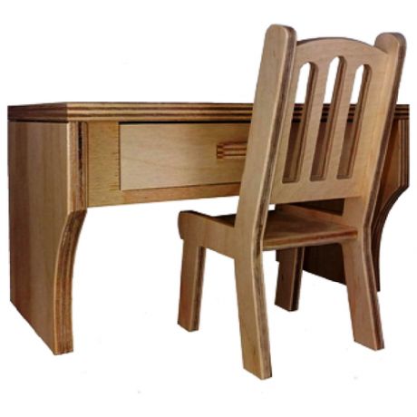 Кукольный набор мебели, письменный стол+стул