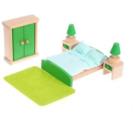 Набор деревянной мебели "Спальня" 10 предметов Наша Игрушка TNWX-6218