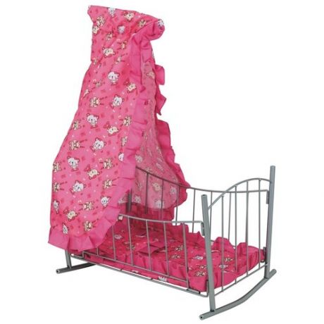 Buggy Boom Кроватка-качалка для кукол Loona (8889) светло-розовый с разноцветными кружочками