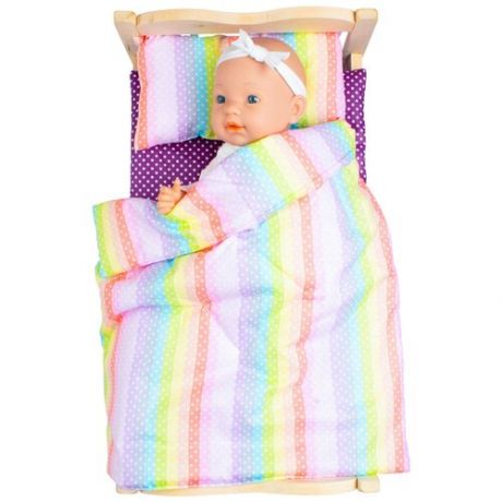 Комплект для большой куклы Lili Dreams: одеяло, подушка, матрас, Радуга