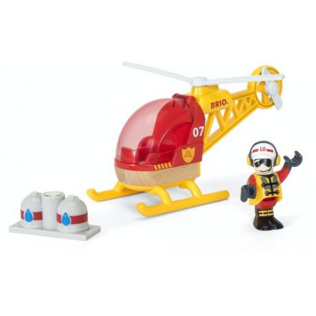 Вертолет Brio 33797, 15 см, красный / желтый