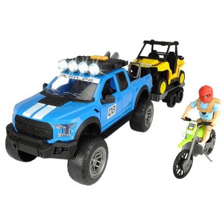 Набор техники Dickie Toys Playlife Offroad Set (3838003), синий/желтый/зеленый