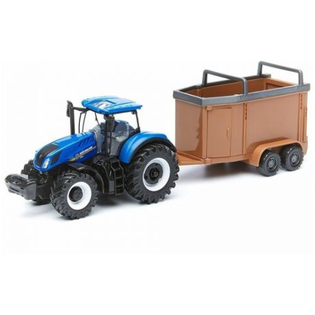 Bburago "Коллекционный трактор с открытым прицепом-трейлером BB 18-31650/2 1:32 New Holland Farm Tractor", синий