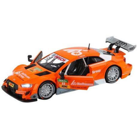 Машинка металлическая ТМ "Автопанорама", 1:32 Audi RS 5 DTM, оранжевый, инерция, свет, звук, открывающиеся двери