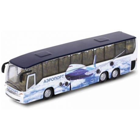 Автобус ТЕХНОПАРК Аэропорт CT10-025 1:43, 18.5 см, белый/голубой