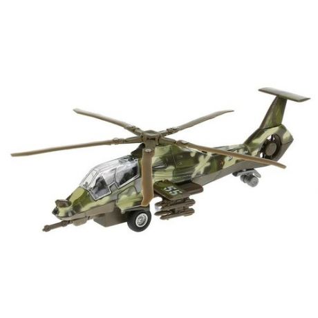 Модель Военный вертолет 22 см камуфляж металл инерция (свет, звук) Технопарк SL362-2-SB