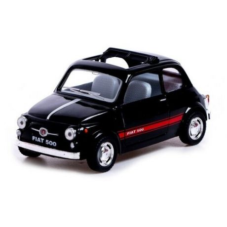 Машина металлическая Fiat 500, 1:24, открываются двери, инерция, цвет чёрный