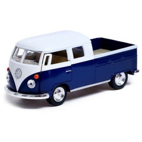 Машина металлическая 1963 Volkswagen Bus Double Cab Pickup, 1:38, открываются двери, инерция, цвет синий