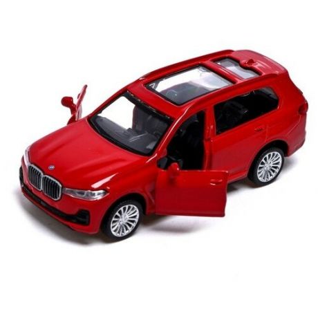 Машина металлическая BMW X7, 1:44, инерция, открываются двери, цвет красный