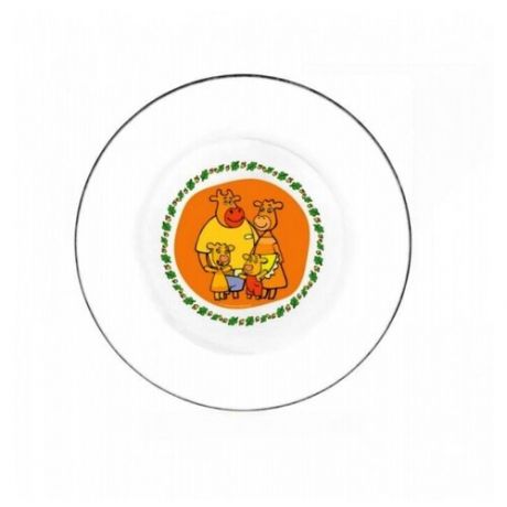 Умка. Тарелка "Оранжевая корова" 19,6см стекло (упаковывать в пленку) арт. GP51745ORK /24