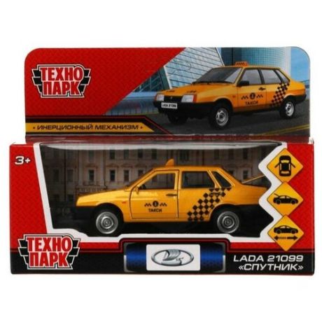 Машина металлическая ВАЗ-21099 «Спутник такси», 12 см, открываются двери и багажник, цвет жёлтый