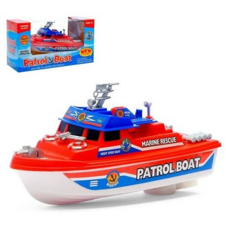 Катер «Патрульная лодка», работает от батареек, цвета микс.