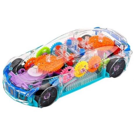 Машинка светомузыкальная / Машинка с движущимися шестеренками / Машинка прозрачная с шестеренками / Машинка детская