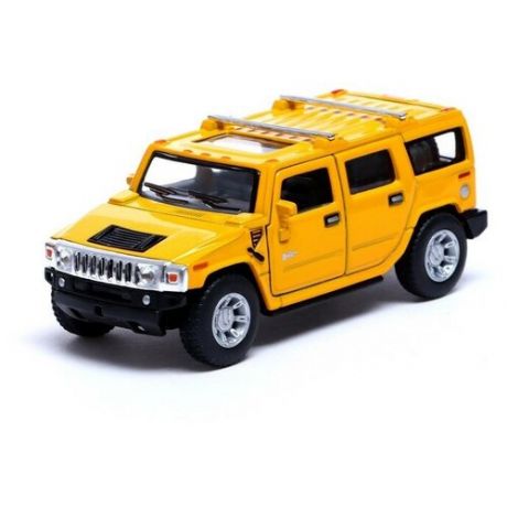 Машина металлическая Hummer H2, 1:40, открываются двери, инерция, цвет жёлтый