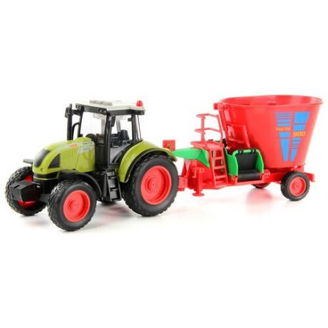 Трактор DRIFT 102675 1:16, 18.5 см, красный/зеленый
