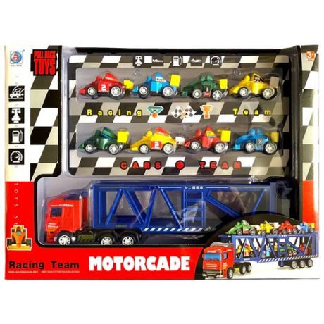 Игровой набор с машинками: 8 гоночных машинок и большой автовоз, арт. 278-44.