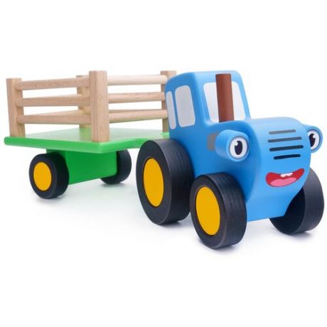 Трактор Bochart Синий трактор с прицепом BT101, 31.5 см, синий/зеленый/бежевый
