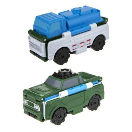 Машинка 1 TOY Transcar Double 2 в 1: Автоцистерна/Внедорожник (Т18285), 8 см, синий/зеленый/белый