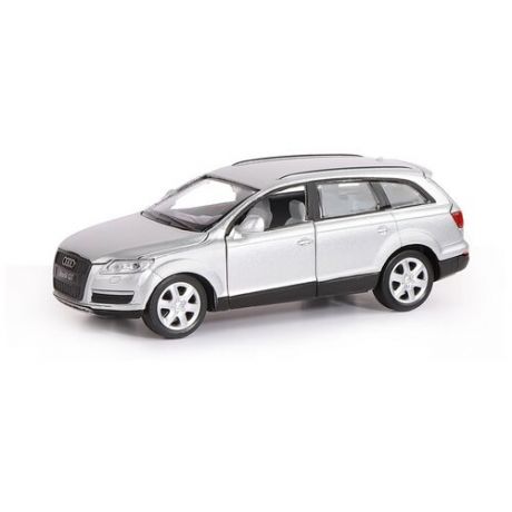 Машинка игрушка Audi Q7, металлическая, ТМ "Автопанорама", масштаб 1:32, цвет серебряный, инерция, свет, звук, откр. Двери