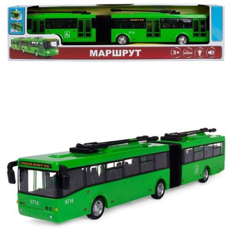 Детский инерционный троллейбус Serinity Toys, со светом и звуком, зеленый