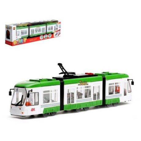 Трамвай Городской , работает от батареек, световые эффекты, цвета микс