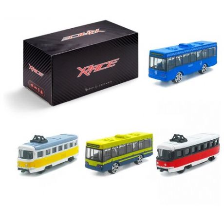 Детский игровой набор металлических машинок Serinity Toys, Общественный транспорт, красный