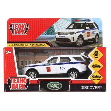 297496 Машина металл land rover discovery полиция 12см,откр. двери,инерц,белый в кор Технопарк