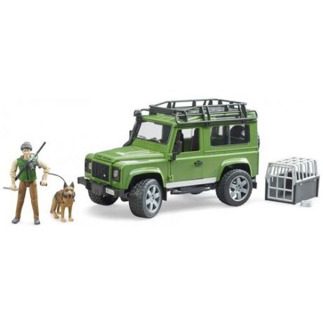 Машинка Внедорожник BRUDER Land Rover Defender с фигуркой и собакой 02-587