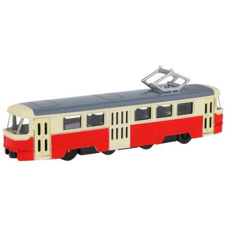 Трамвай Автопанорама Трамвай JB1251423 1:90, 18 см, красный/бежевый