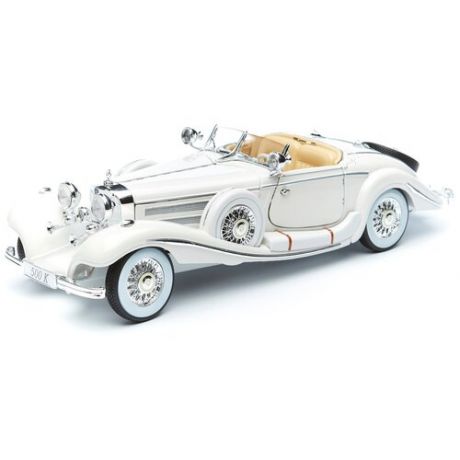 Легковой автомобиль Maisto Mercedes-Benz 500 K Typ Specialroadster Macharadga 1936 1:18, 21 см, серебристый