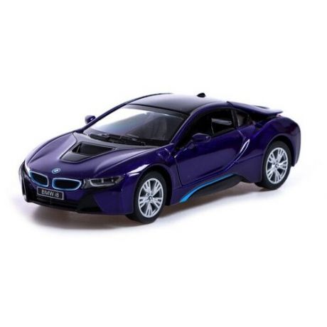 Машина металлическая BMW i8, 1:36, открываются двери, инерция, цвет фиолетовый