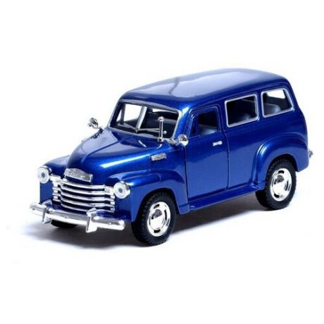 Машина металлическая 1950 Chevrolet Suburban Carryall, 1:36, открываются двери, инерция, цвет синий