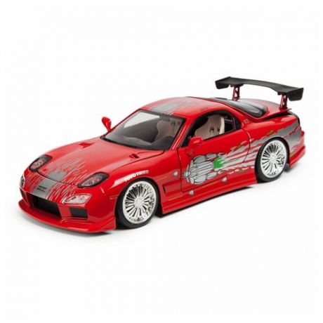 Машинка Fast and Furious Fast and Furious 1:24 1993 Mazda Rx-7 Fd3s-Wide Body Красная 98338